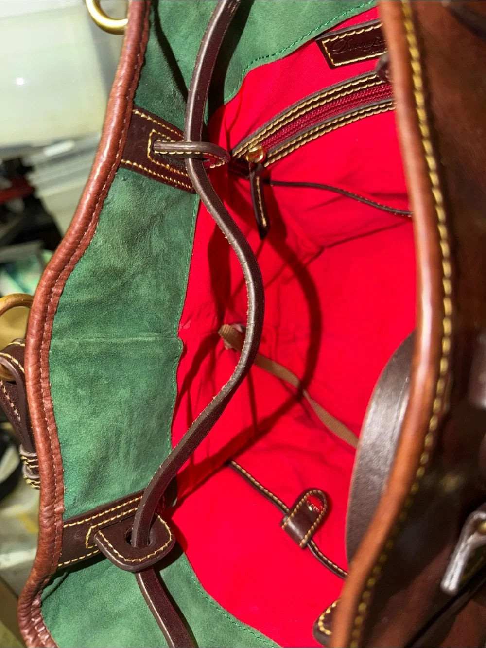 Dooney & Bourke Buckley Bag Leather Tote with Dual Handles in the color Chestnut